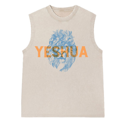 Lion And Yeshua Christian Washed Sleeveless Tee
