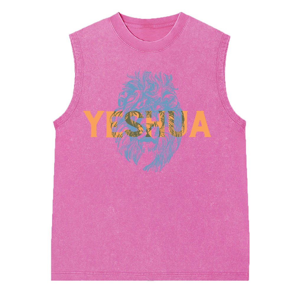 Lion And Yeshua Christian Washed Sleeveless Tee
