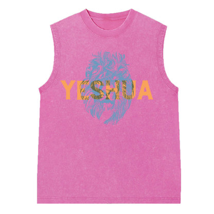 Lion And Yeshua Christian Washed Sleeveless Tee