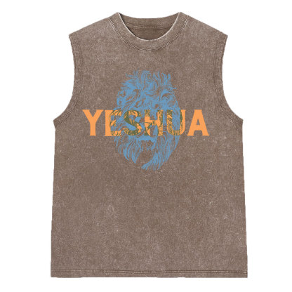 Lion And Yeshua Christian Washed Sleeveless Tee