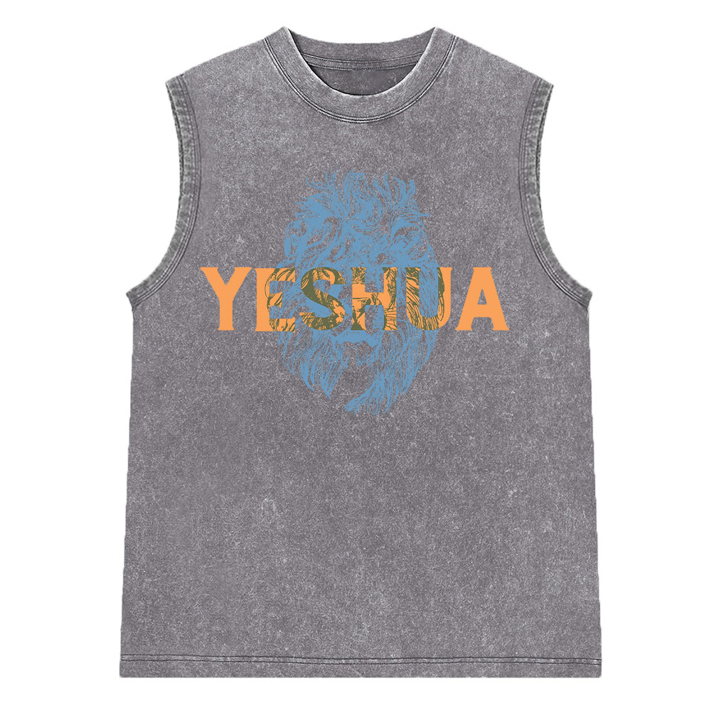 Lion And Yeshua Christian Washed Sleeveless Tee