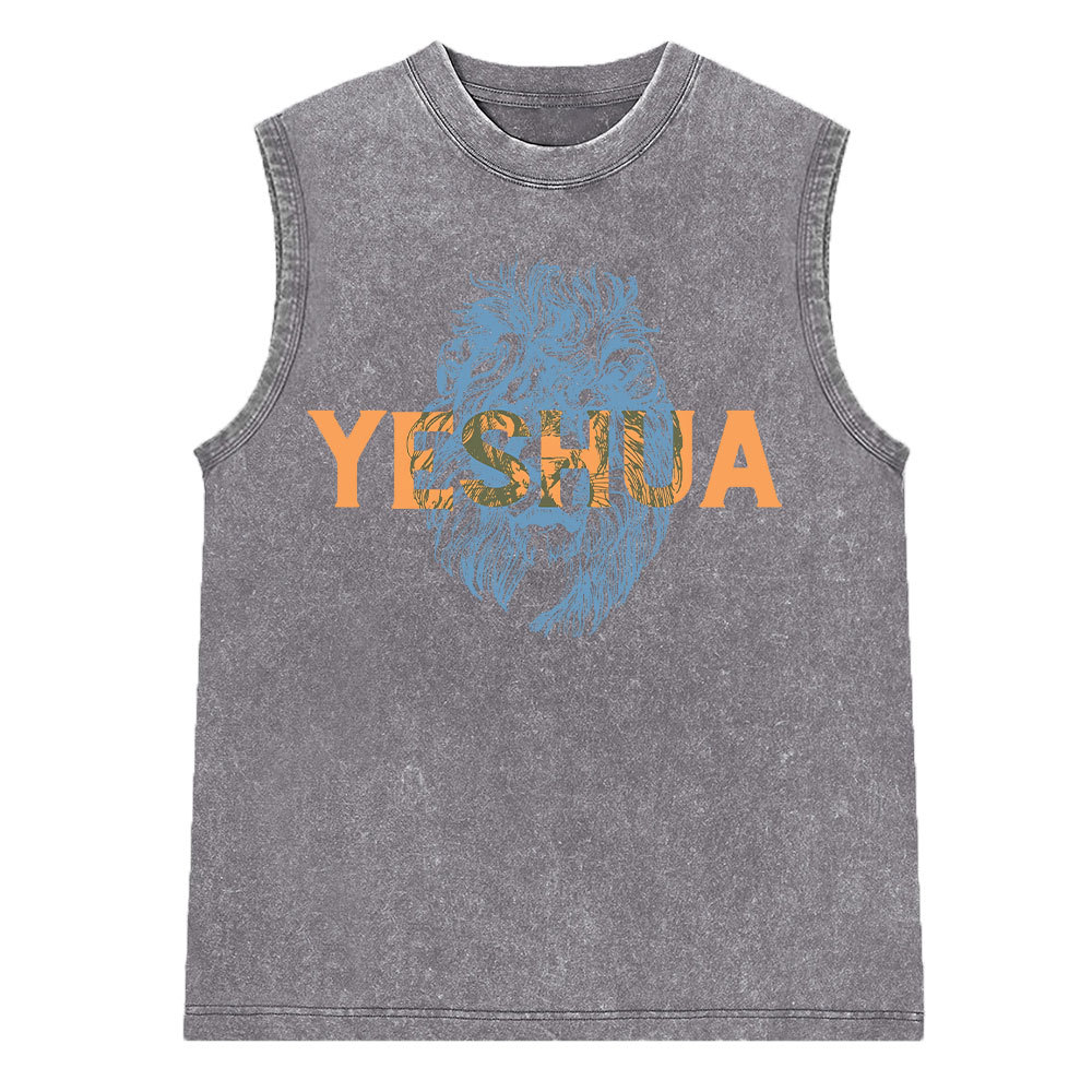 Lion And Yeshua Christian Washed Sleeveless Tee