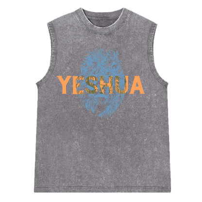 Lion And Yeshua Christian Washed Sleeveless Tee