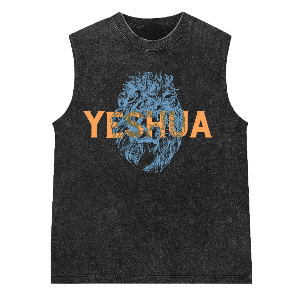 Lion And Yeshua Christian Washed Sleeveless Tee