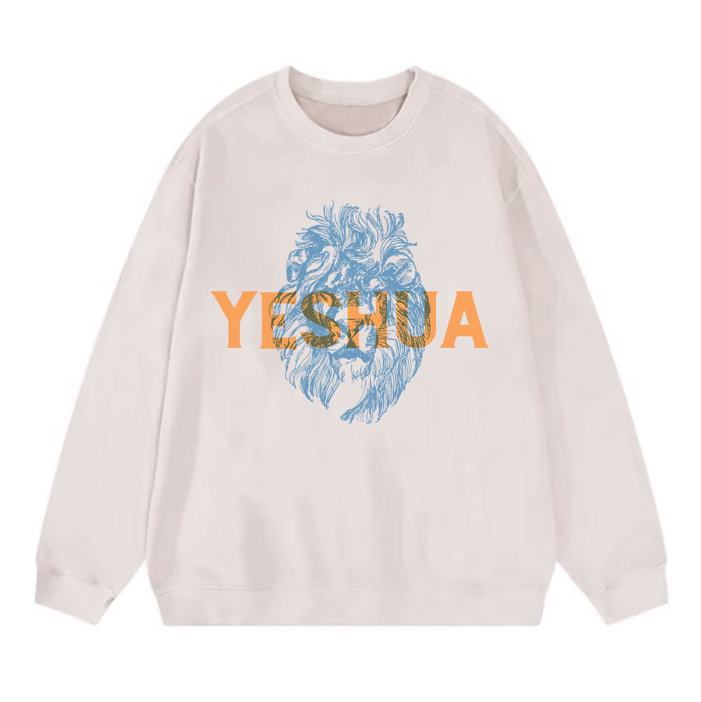 Lion And Yeshua Christian Washed Sweatshirt