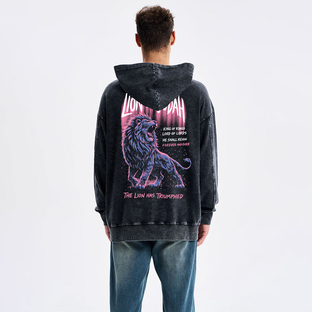 Lion Of Judah Christian Washed Hoodie 