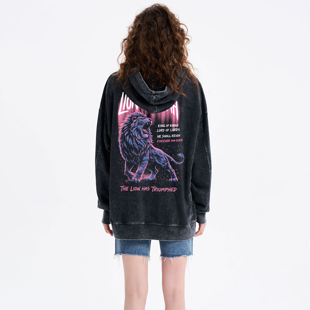 Lion Of Judah Christian Washed Hoodie 