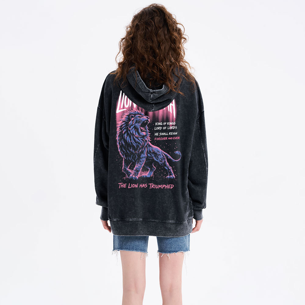 Lion Of Judah Christian Washed Hoodie 