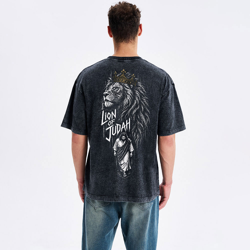Lion Of Judah Christian Washed T-Shirt