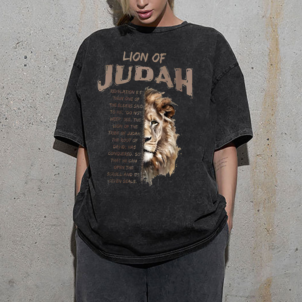 Lion Of Judah Christian Washed T-Shirt