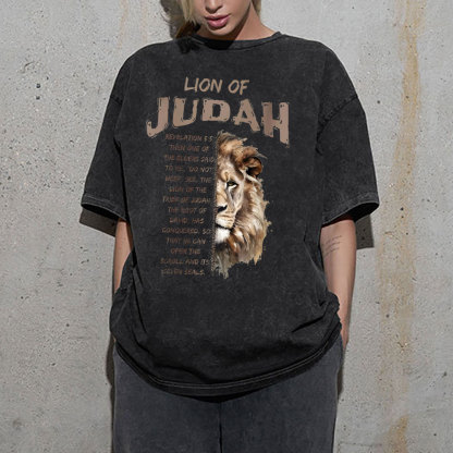 Lion Of Judah Christian Washed T-Shirt