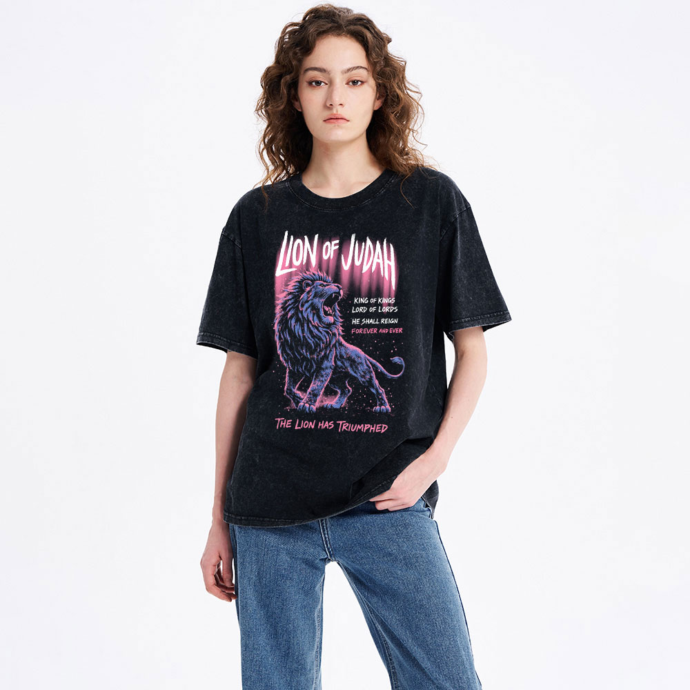 Lion Of Judah Christian Washed T-Shirt