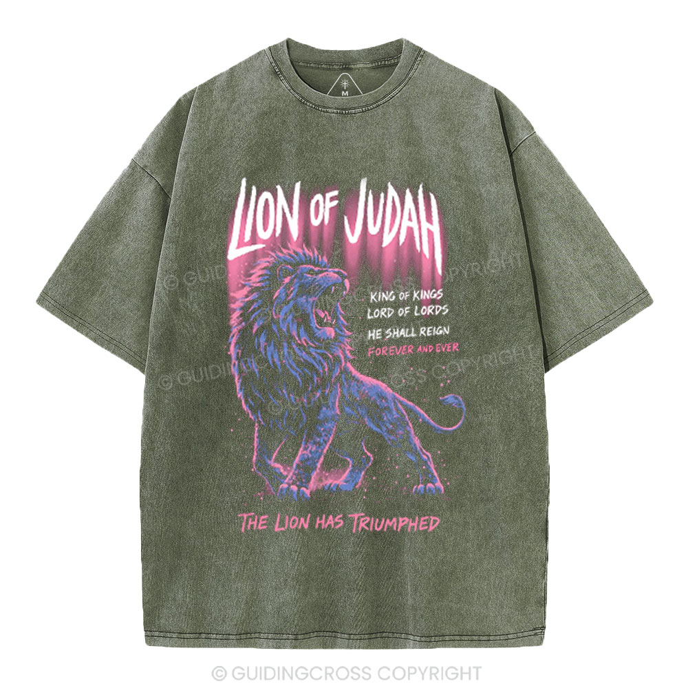 Lion Of Judah Christian Washed T-Shirt