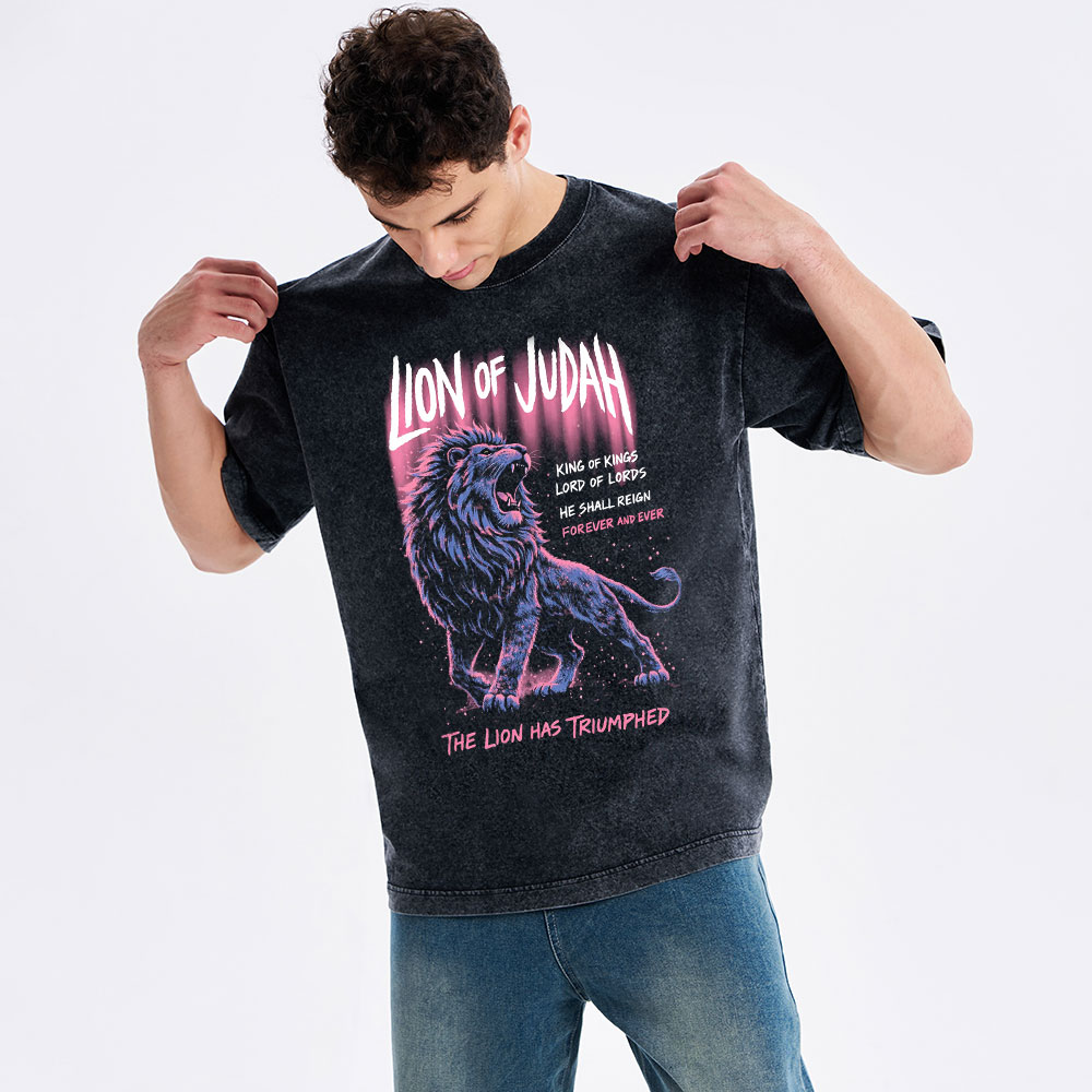 Lion Of Judah Christian Washed T-Shirt