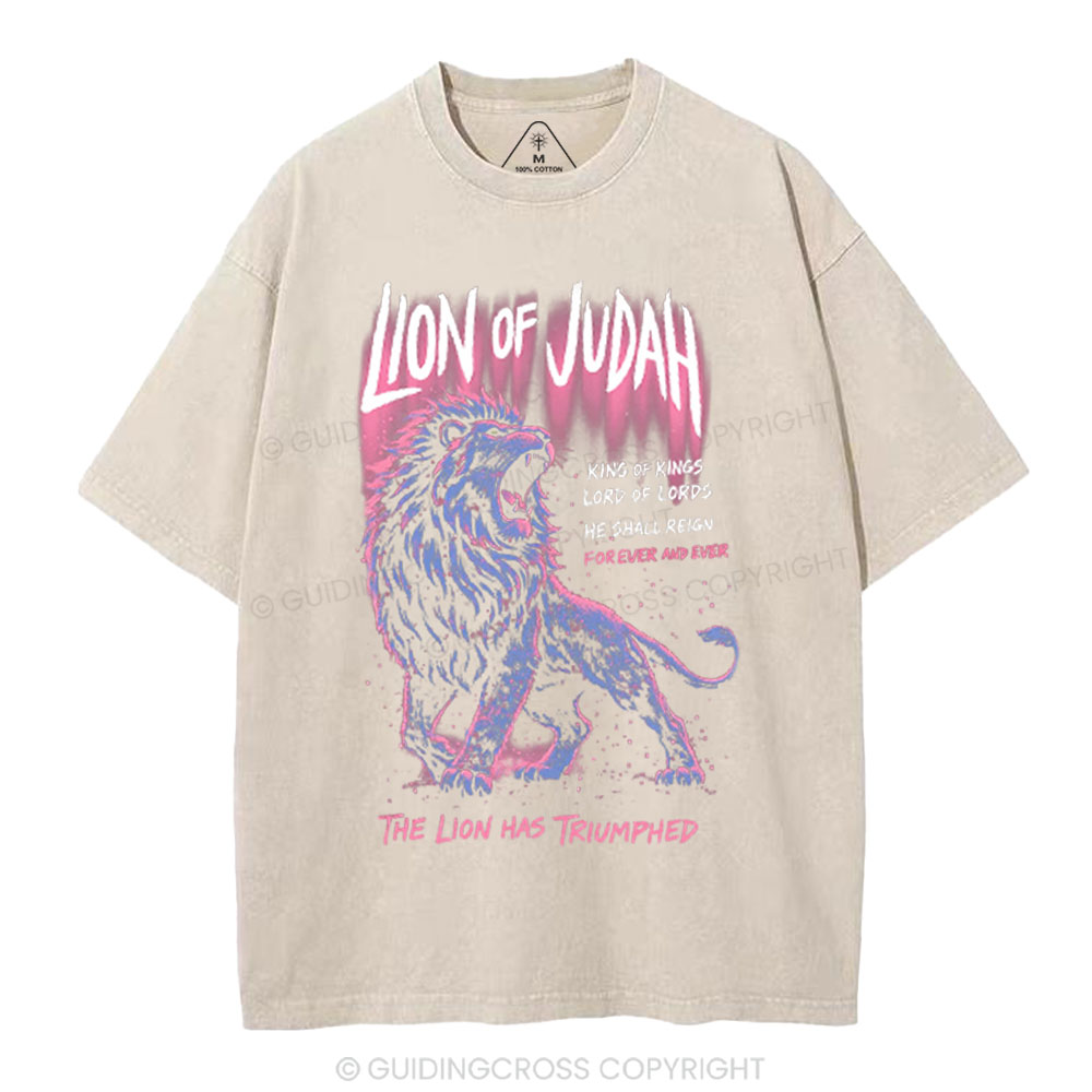 Lion Of Judah Christian Washed T-Shirt