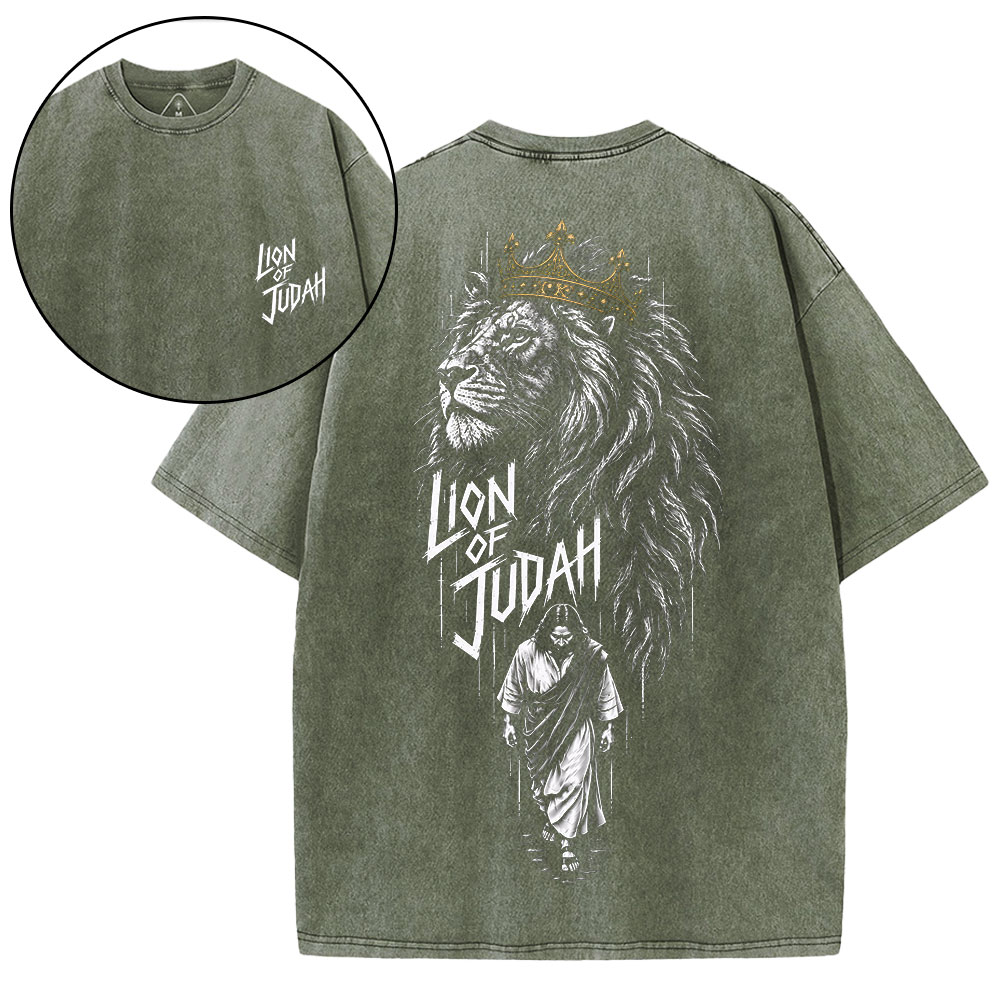 Lion Of Judah Christian Washed T-Shirt