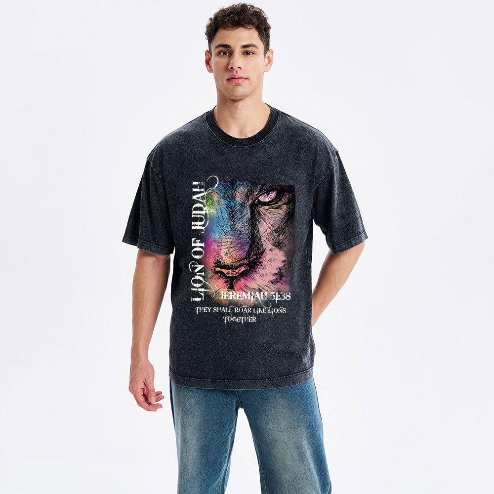 Lion Of Judah Christian Washed T-Shirt