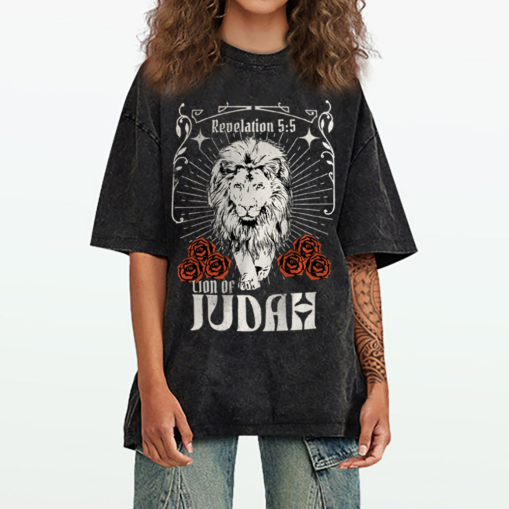 Lion Of Judah Christian Washed T-Shirt