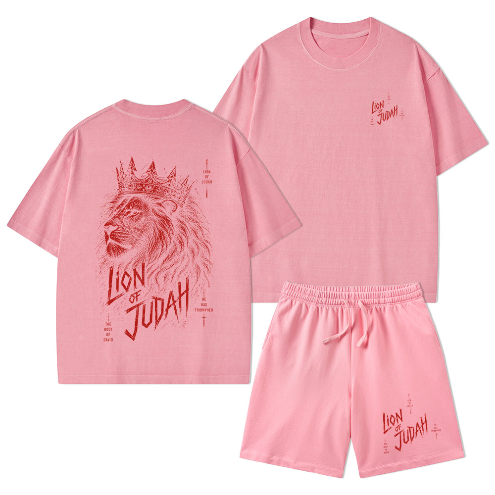 Lion Of Judah He Has Triumphed Christian Washed T-Shirt & Shorts