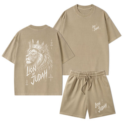 Lion Of Judah He Has Triumphed Christian Washed T-Shirt & Shorts