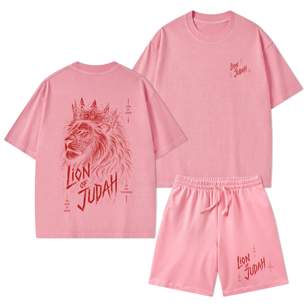 Lion Of Judah He Has Triumphed Christian Washed T-Shirt & Shorts