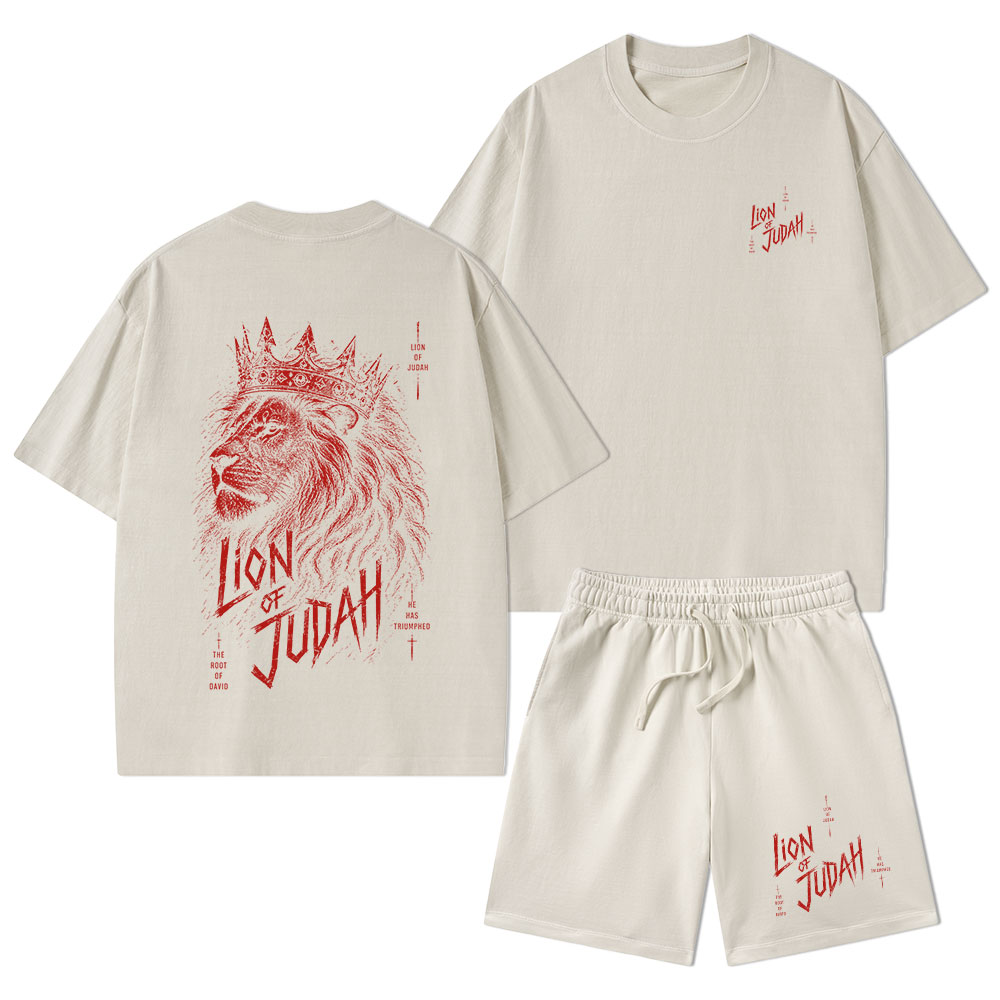 Lion Of Judah He Has Triumphed Christian Washed T-Shirt & Shorts