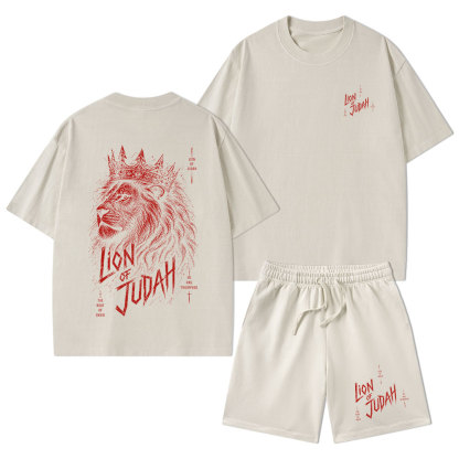 Lion Of Judah He Has Triumphed Christian Washed T-Shirt & Shorts