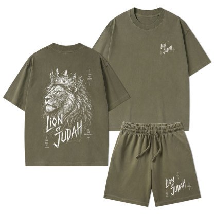Lion Of Judah He Has Triumphed Christian Washed T-Shirt & Shorts