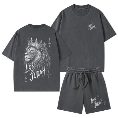 Lion Of Judah He Has Triumphed Christian Washed T-Shirt & Shorts