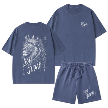 Lion Of Judah He Has Triumphed Christian Washed T-Shirt & Shorts