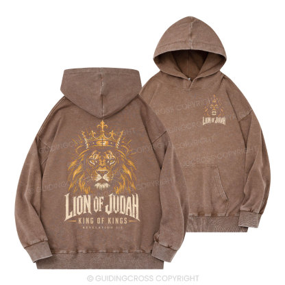 Lion Of Judan King Of Kings Christian Washed Hoodie