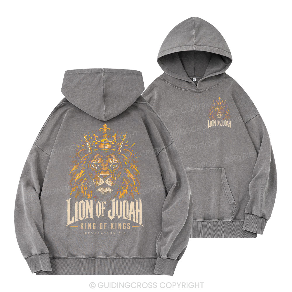 Lion Of Judan King Of Kings Christian Washed Hoodie