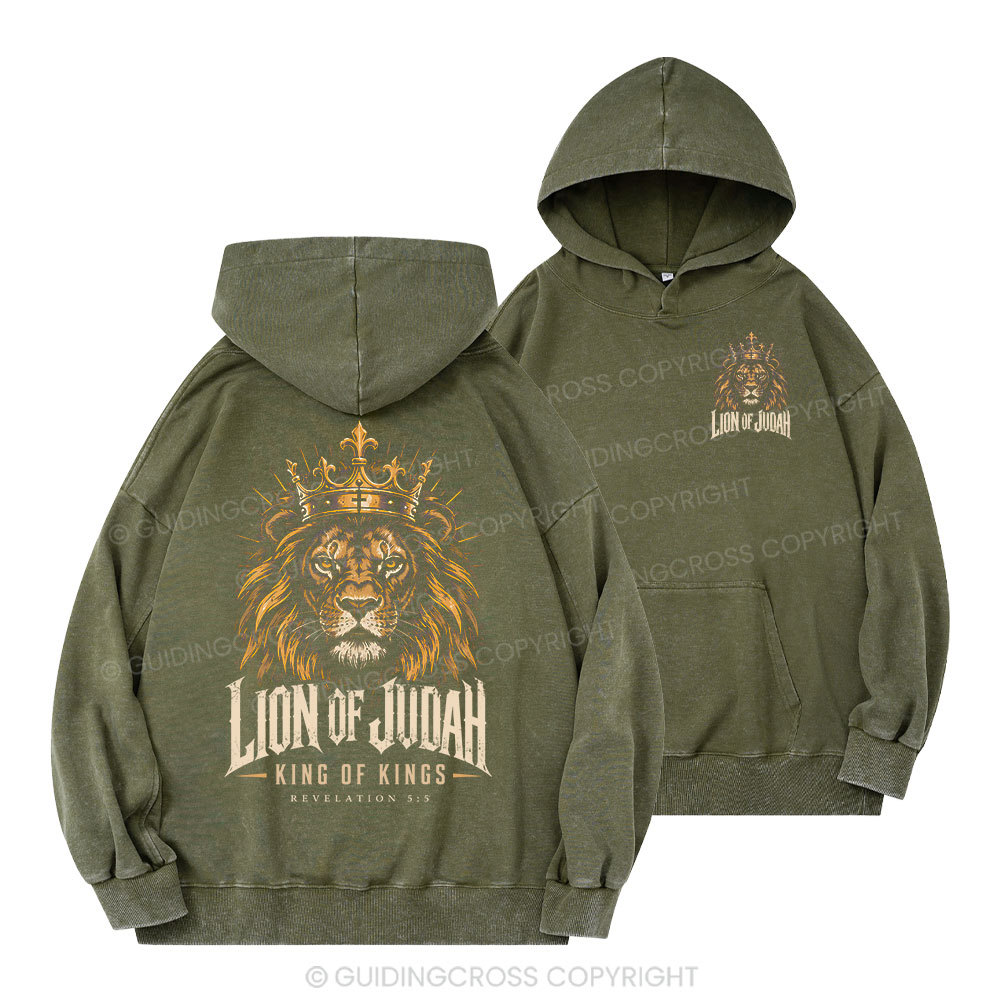 Lion Of Judan King Of Kings Christian Washed Hoodie