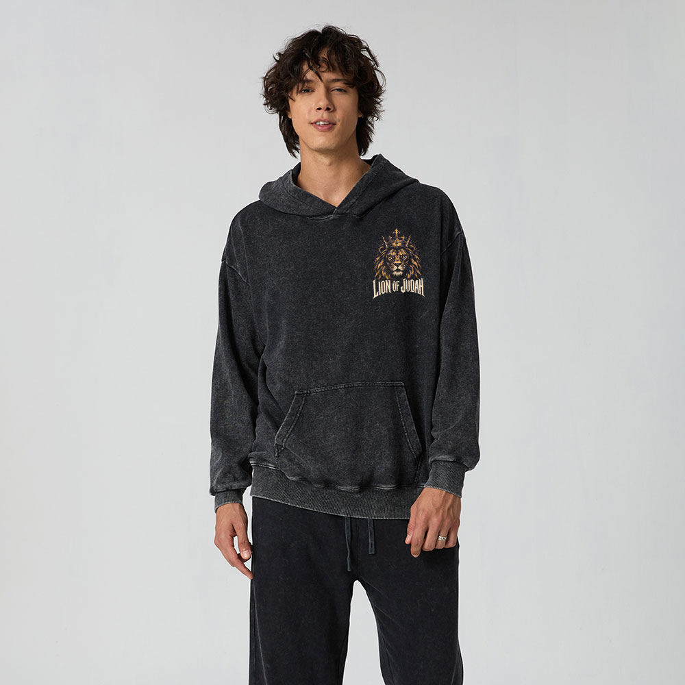 Lion Of Judan King Of Kings Christian Washed Hoodie