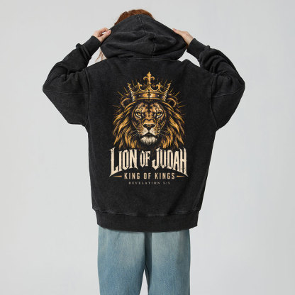 Lion Of Judan King Of Kings Christian Washed Hoodie
