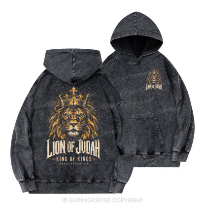 Lion Of Judan King Of Kings Christian Washed Hoodie