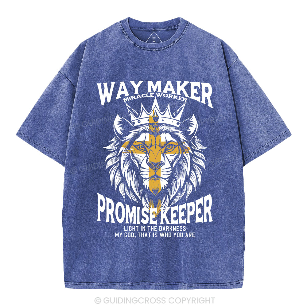 Lion Way Maker Miracle Worker Christian Washed T-Shirt