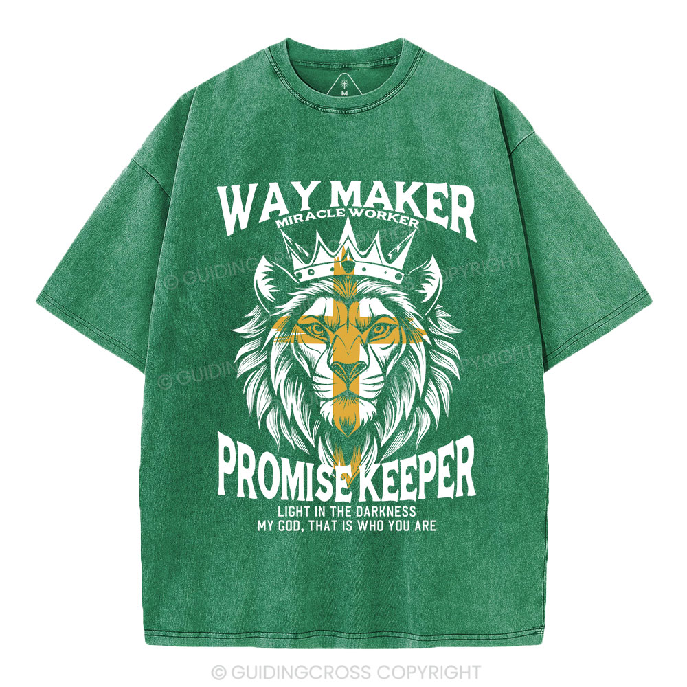 Lion Way Maker Miracle Worker Christian Washed T-Shirt