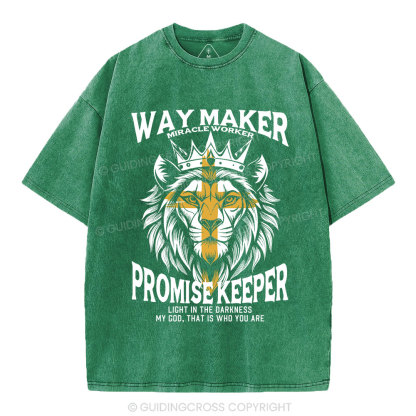 Lion Way Maker Miracle Worker Christian Washed T-Shirt