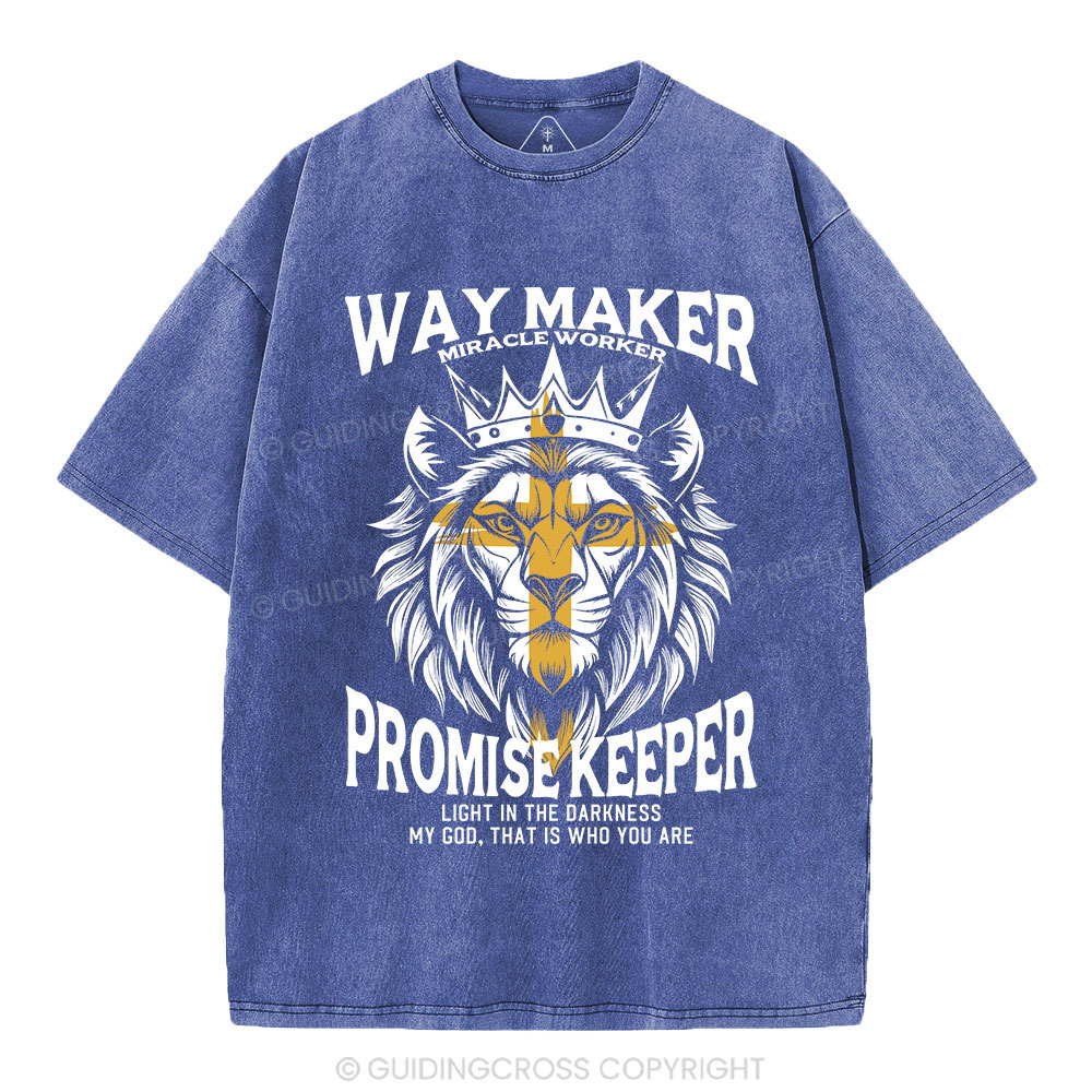 Lion Way Maker Miracle Worker Christian Washed T-Shirt