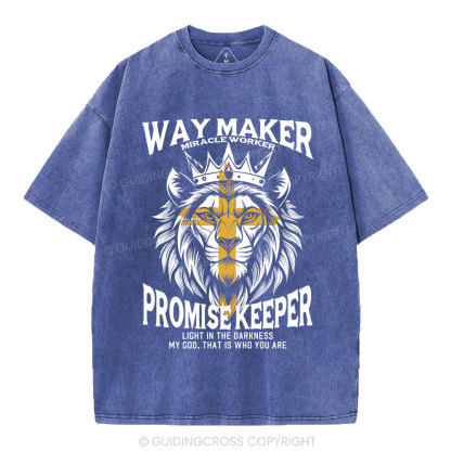 Lion Way Maker Miracle Worker Christian Washed T-Shirt
