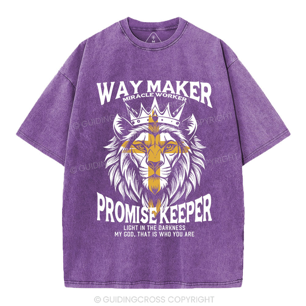 Lion Way Maker Miracle Worker Christian Washed T-Shirt