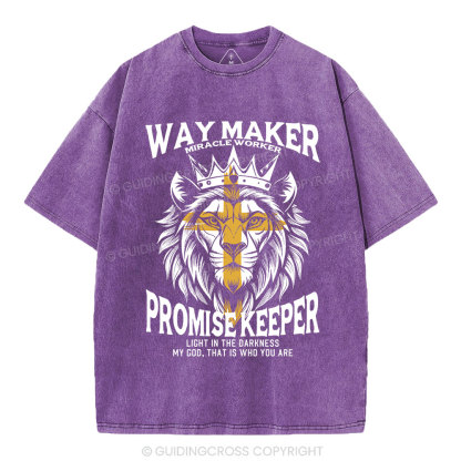 Lion Way Maker Miracle Worker Christian Washed T-Shirt