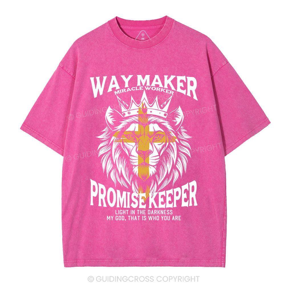 Lion Way Maker Miracle Worker Christian Washed T-Shirt