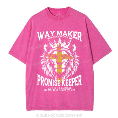 Lion Way Maker Miracle Worker Christian Washed T-Shirt