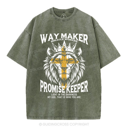 Lion Way Maker Miracle Worker Christian Washed T-Shirt