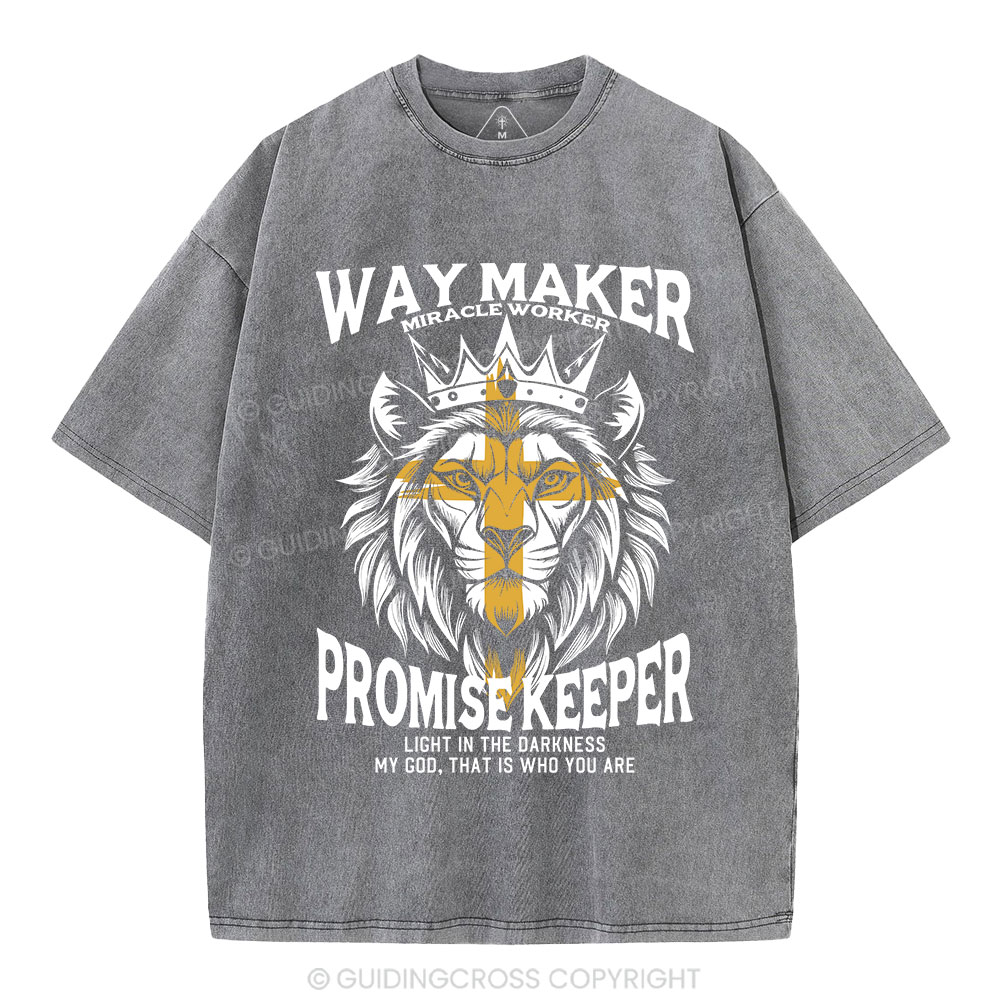 Lion Way Maker Miracle Worker Christian Washed T-Shirt