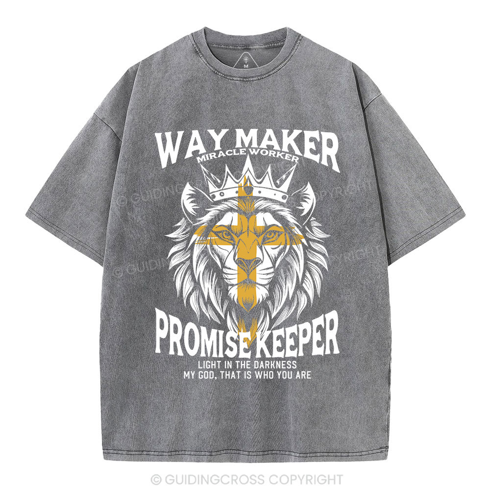 Lion Way Maker Miracle Worker Christian Washed T-Shirt