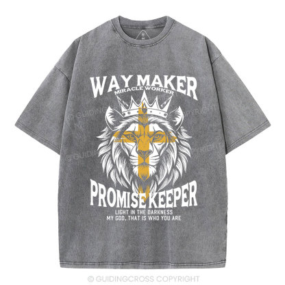 Lion Way Maker Miracle Worker Christian Washed T-Shirt