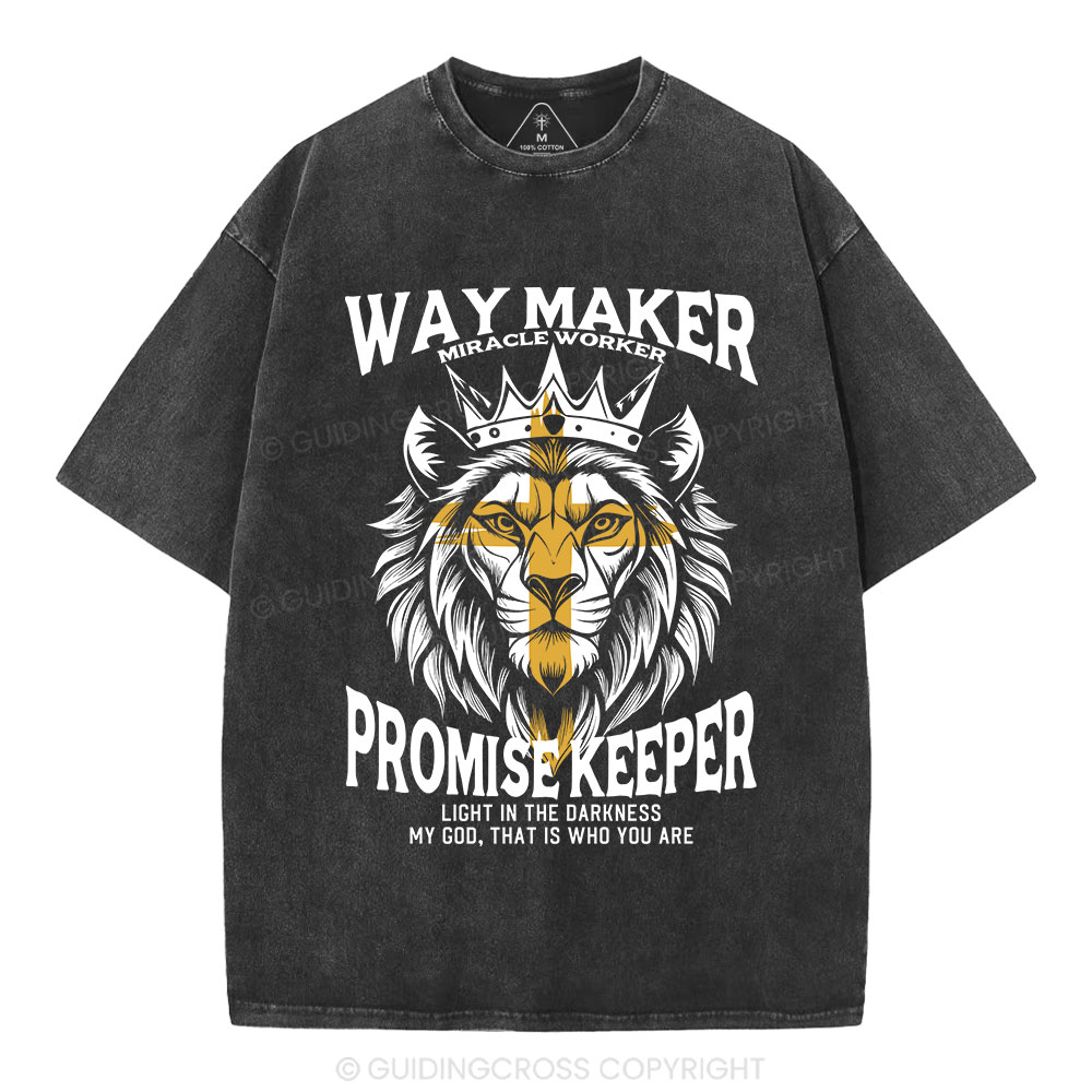 Lion Way Maker Miracle Worker Christian Washed T-Shirt